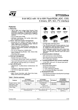 8-bit MCU with 16 to 60K Flash/ROM, ADC, CSS, 5 timers, SPI, SCI