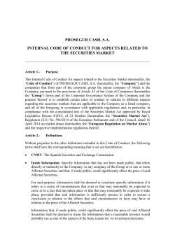 Internal regulations for conduct