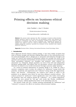 Priming effects on business ethical decision making