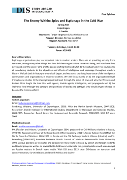 The Enemy Within: Spies and Espionage in the Cold War | DIS