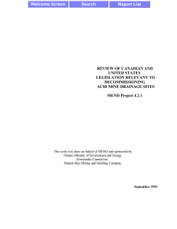 Review of Canadian and United States Legislation Relevant to