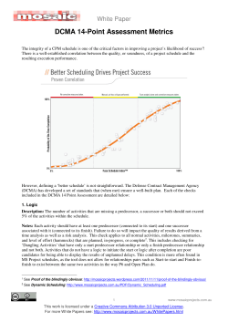 DCMA 14-Point Assessment Metrics - Mosaic Project Services Pty Ltd