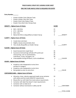 PHELPS MAPLE SYRUP FEST JUDGING SCORE SHEET ONE