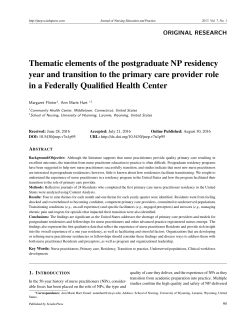 Thematic Elements of a Postgraduate NP Residency Year