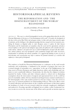 the reformation and `the disenchantment of the world` reassessed