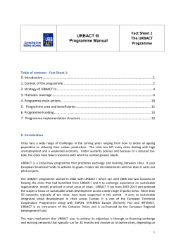 URBACT III Programme Manual Fact Sheet 1 The URBACT