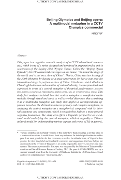 Beijing Olympics and Beijing opera: A multimodal metaphor in a