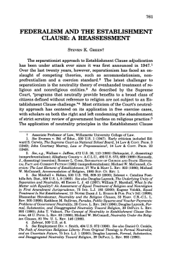 Federalism and the Establishment Clause: A Reassessment