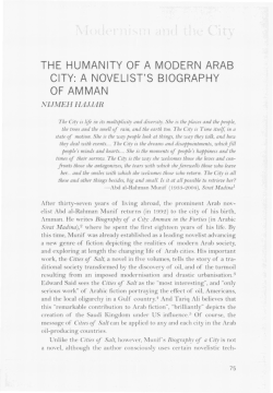 the humanity of a modern arab city: a novelist`s biography of amman
