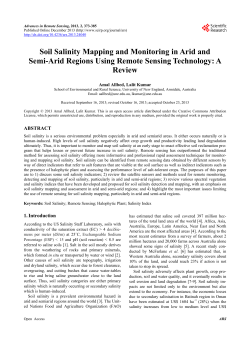 Soil Salinity Mapping and Monitoring in Arid and Semi