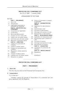 protected cell companies act protected cell companies act part i