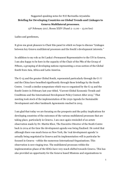 Suggested speaking notes for H.E Ravinatha Aryasinha Briefing for