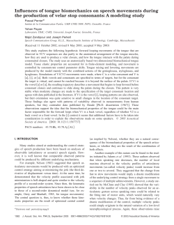 Influences of tongue biomechanics on speech - TIMC-IMAG