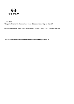 J. van Baal The part of women in the marriage trade: Objects or