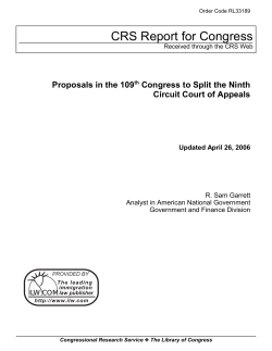 Proposals in the 109th Congress to Split the Ninth Circuit Court of