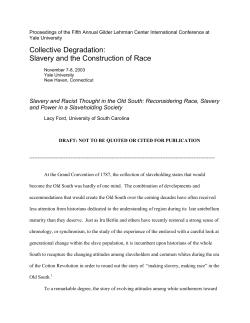 Slavery and Racist Thought in the American South, 1789-1865