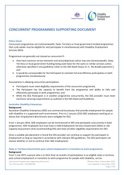 Concurrent Programmes Supporting Document
