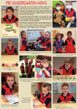 PRE-KINDERGARTEN NEWS