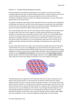 PODCAST 12 Metallic Bonding and Properties