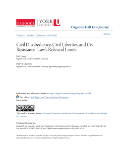 Civil Disobedience, Civil Liberties, and Civil Resistance: Law`s Role