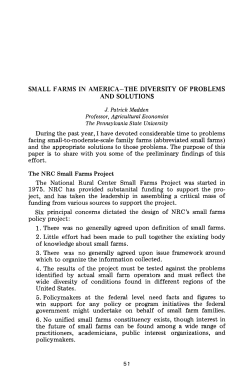 SMALL FARMS IN AMERICA-THE DIVERSITY OF PROBLEMS AND