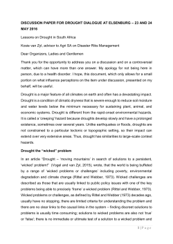 1 | Page DISCUSSION PAPER FOR DROUGHT DIALOGUE AT
