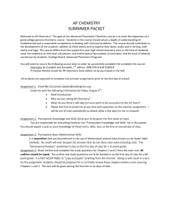 AP CHEMISTRY SUMMMER PACKET