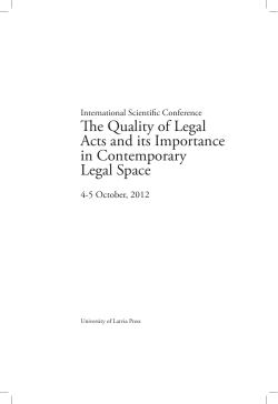 The Quality of Legal Acts and its Importance in Contemporary Legal