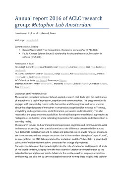 Annual report 2016 of ACLC research group: Metaphor Lab
