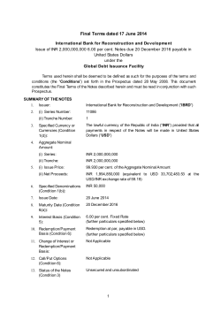 pro forma final terms for use in connection with issues of securities
