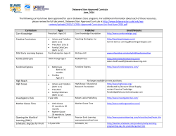 Delaware Stars Approved Curricula June, 2014 The following