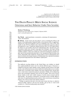 THE DEATH PENALTY MEETS SOCIAL SCIENCE: Deterrence and