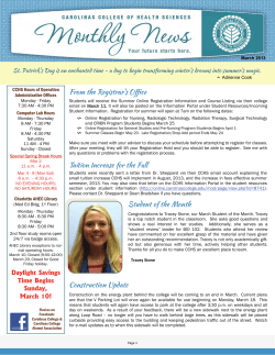 From the Registrar`s Office Tuition Increase for the Fall Student of the