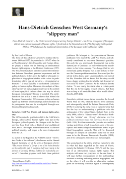 Hans-Dietrich Genscher: West Germany`s &ldquo;slippery man&rdquo;