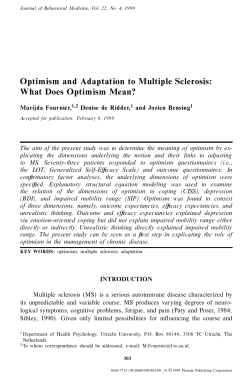 Optimism and Adaptation to Multiple Sclerosis - self regulation-lab