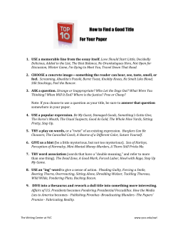 How to Find a Good Title For Your Paper