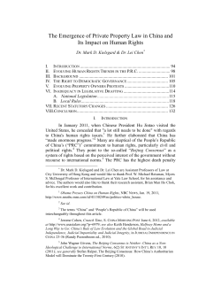 The Emergence of Private Property Law in China and Its Impact on