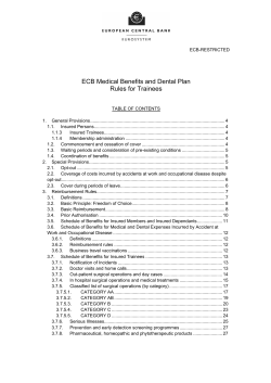 ECB Medical Benefits and Dental Plan Rules for Trainees