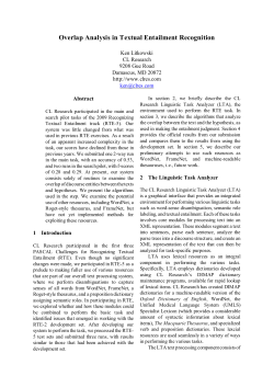 Overlap Analysis in Textual Entailment Recognition