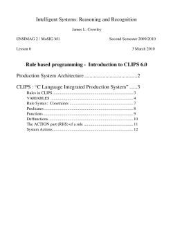 Rule Based Systems, Rules in CLIPS