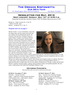 May 2012 Newsletter - The Oregon Sinfonietta