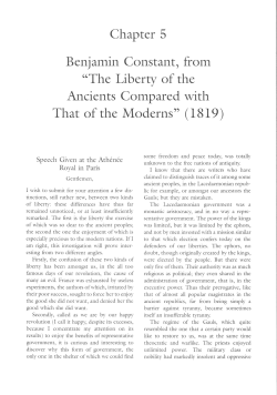 The Liberty of the Ancients Compared with That of the Moderns
