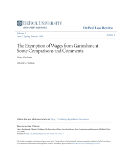 The Exemption of Wages from Garnishment: Some