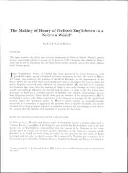 The Making of Henry of Oxford: Englishmen Norman World*