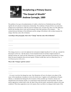 Deciphering a Primary Source &ldquo;The Gospel of Wealth&rdquo; Andrew