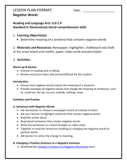 Negative Words - Literacy Mid