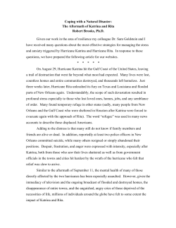 Coping with a Natural Disaster: The Aftermath of Katrina and Rita