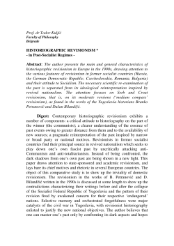 Prof. dr Todor Kuljić HISTORIOGRAPHIC REVISIONISM *