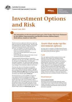 MilitarySuper Investment Options and Risk booklet