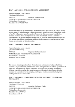 2016/7 - AMAA4001A INTRODUCTION TO ART HISTORY